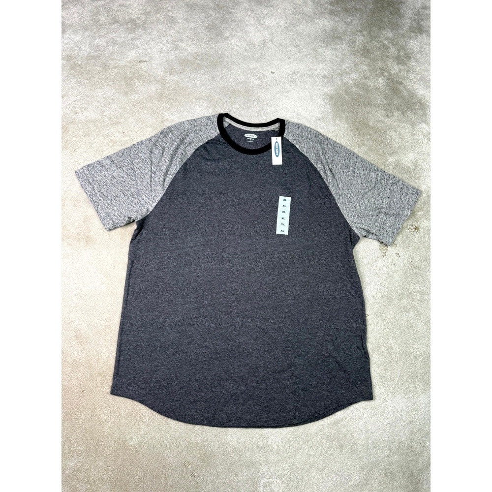 Old Navy Soft Washed Baseball T-Shirt Mens XL Heather Gray Raglan Sleeve Casual